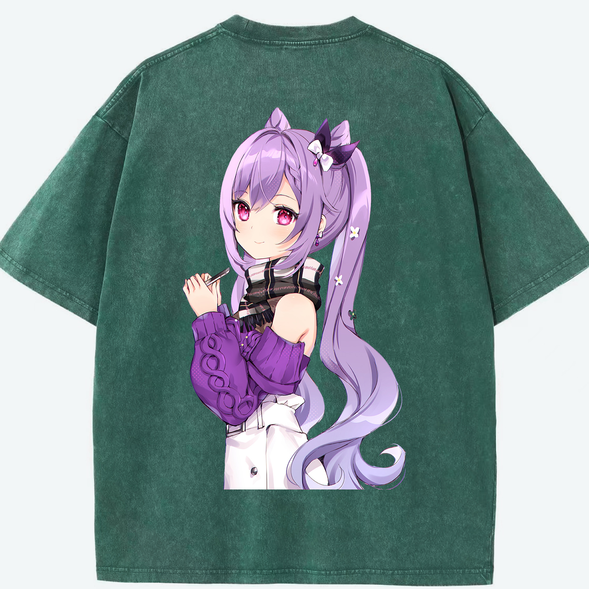 げんし神 刻晴 こくせい genshin Kokusei 綿100% ヴィンテージ風 半袖Tシャツ（背面プリント）